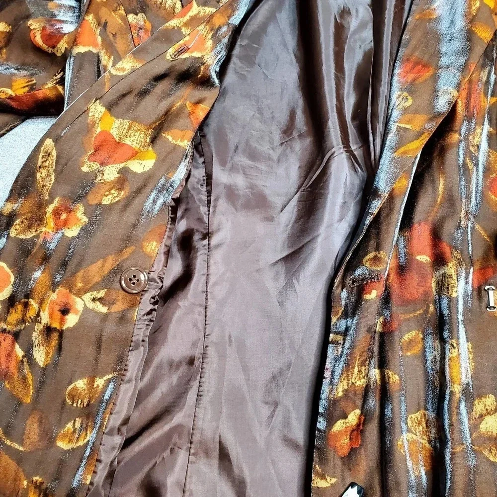 Le Suit Petite Brown‎ Leaf Print 2-Piece Set